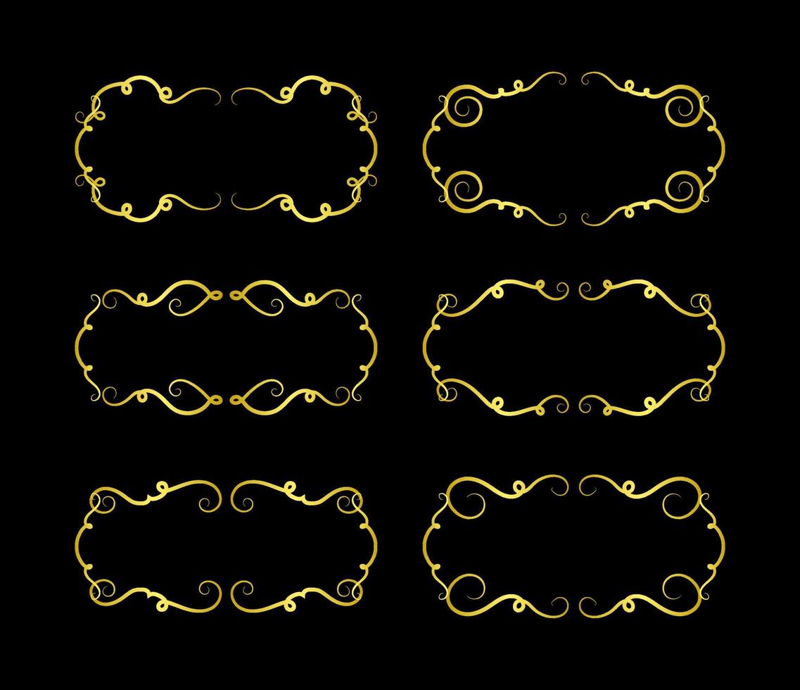 Gold Borders Elements Set Collection, ornament Vector