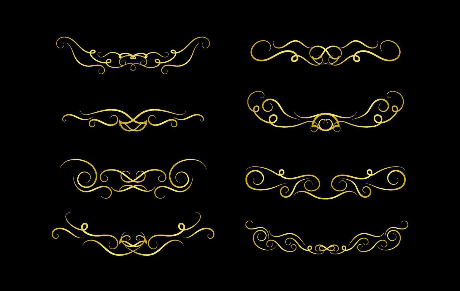 Gold Borders Elements Set Collection, ornament Vector