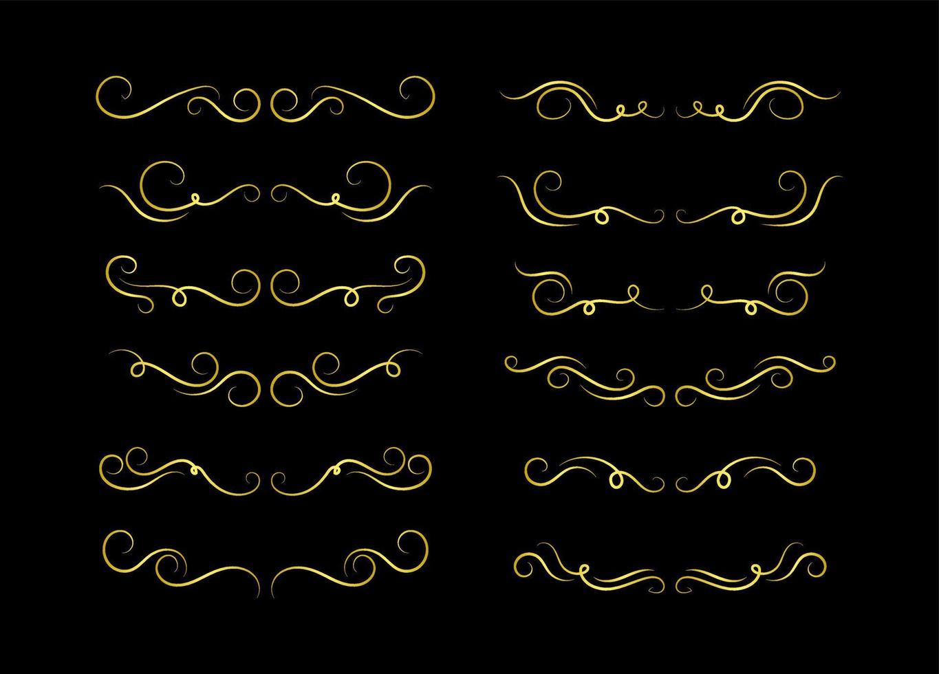 Gold Borders Elements Set Collection, ornament Vector
