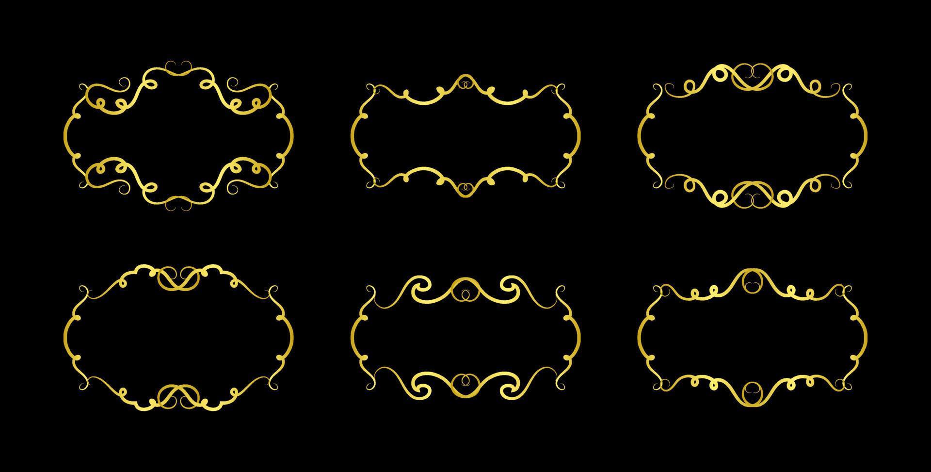 Gold Borders Elements Set Collection, ornament Vector