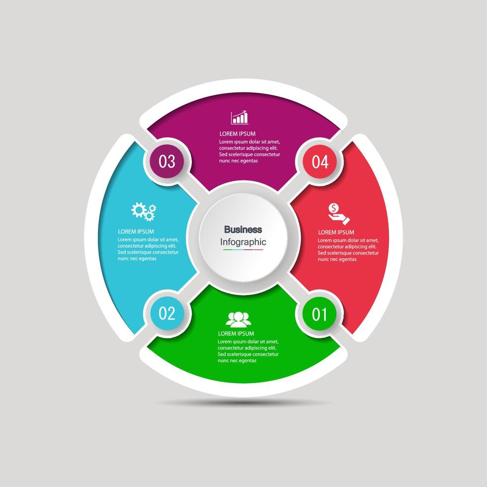 infografía de negocios de cuatro círculos vector