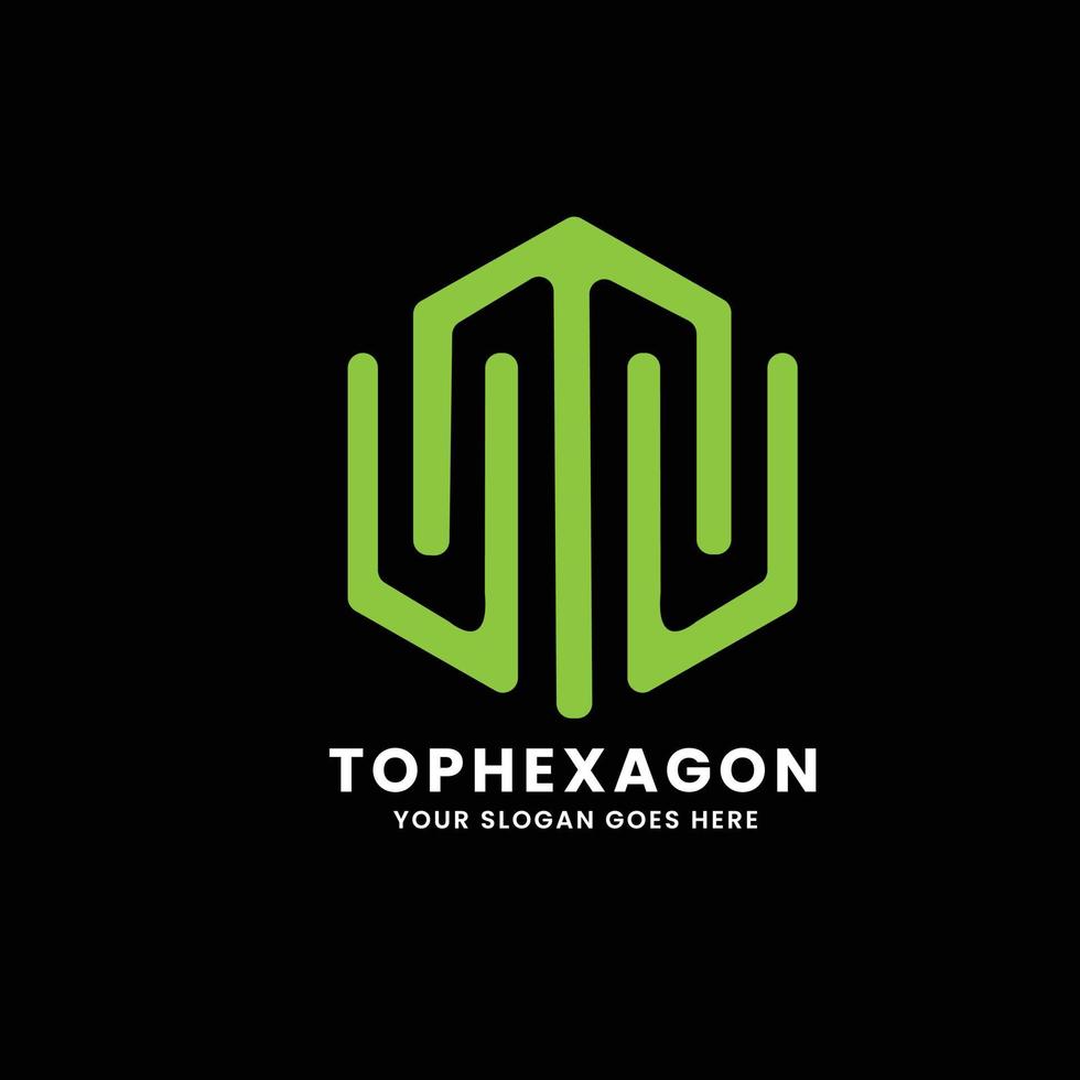 Top hexagon logo design vector