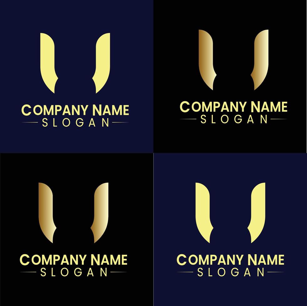 U negative space logo design vector