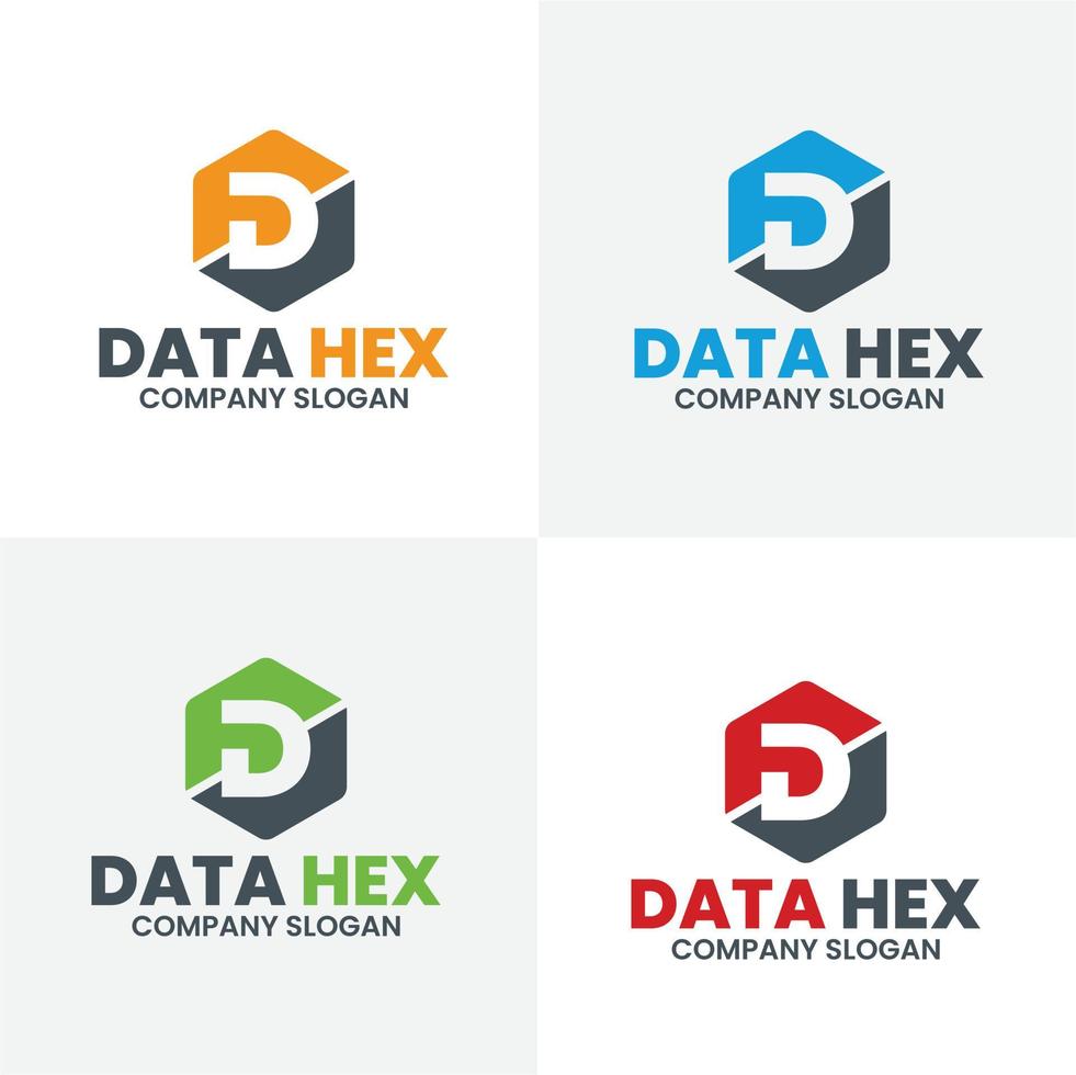 diseño de logotipo hexadecimal de datos único vector
