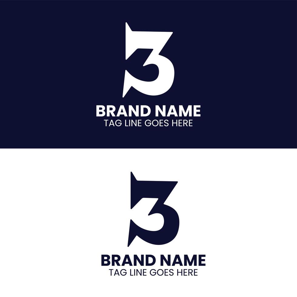 3 digit logo design vector