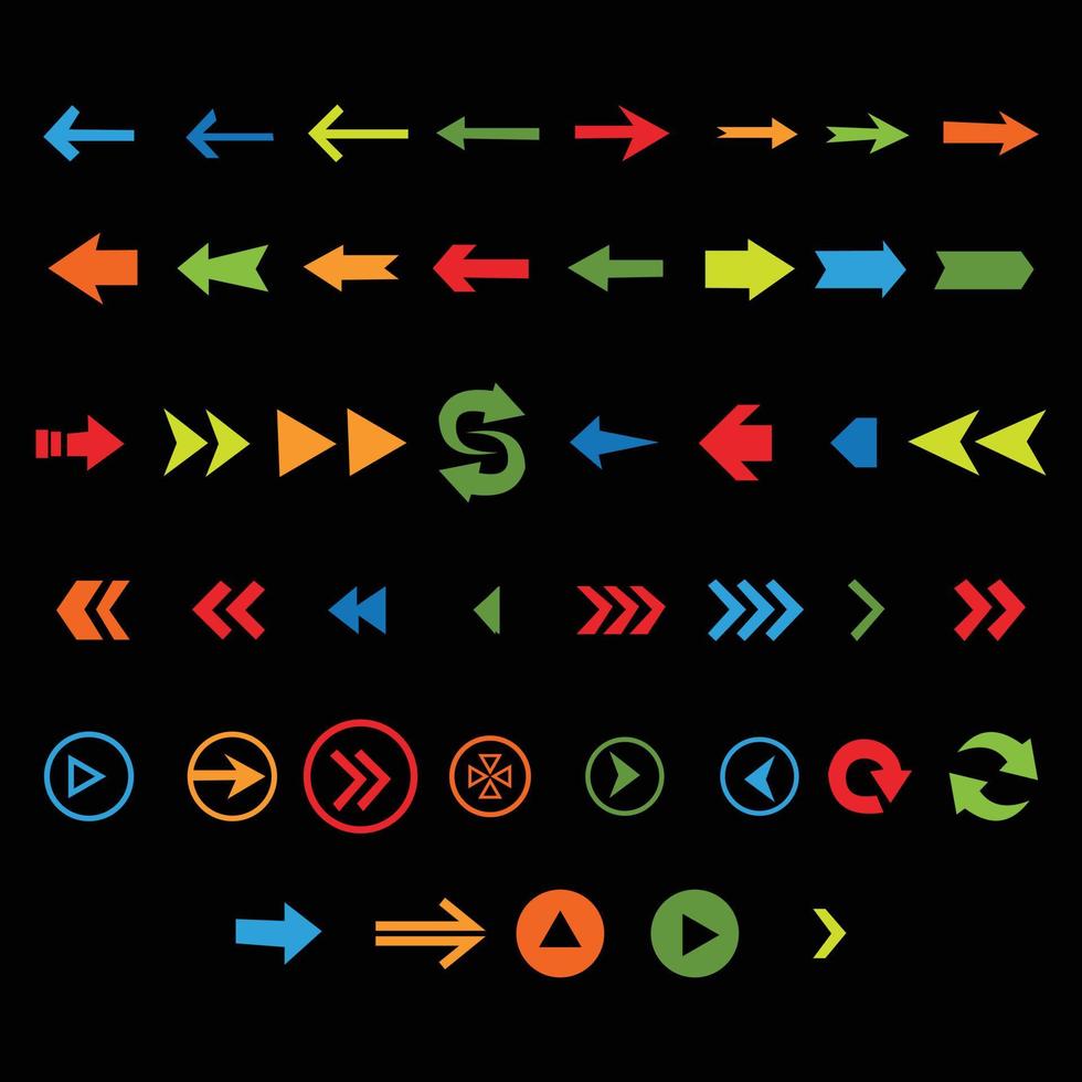 big set of color arrows icon design vector