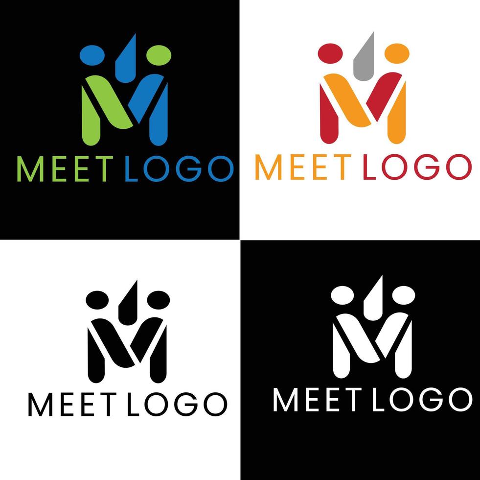 creative meet M logo design vector