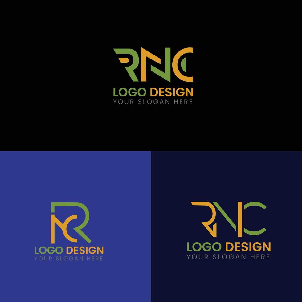 RNC negative space logo design vector