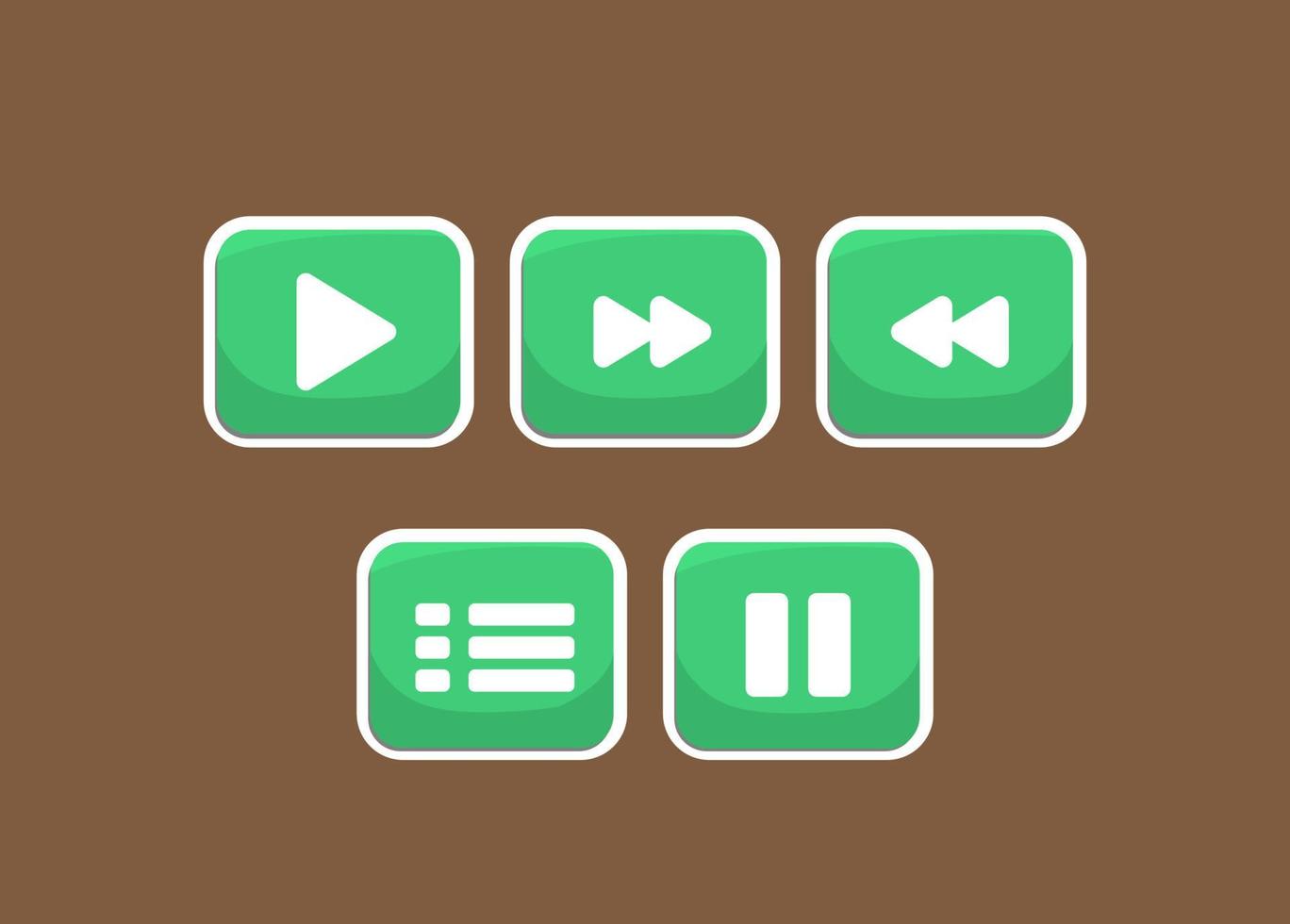 Collection Green Play Button 3D, Vector Template Gui Kit