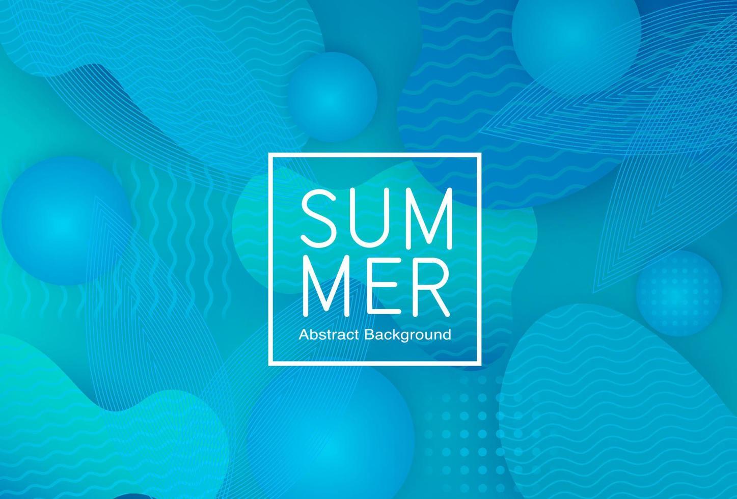 Summer vector abstract background design. Summer abstract background text in white frame with aquatic water art shape for tropical season decoration style. Vector illustration