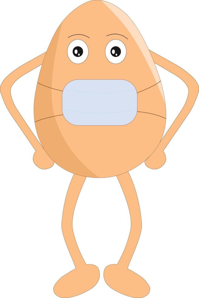 Cute egg illustration vector wearing mask