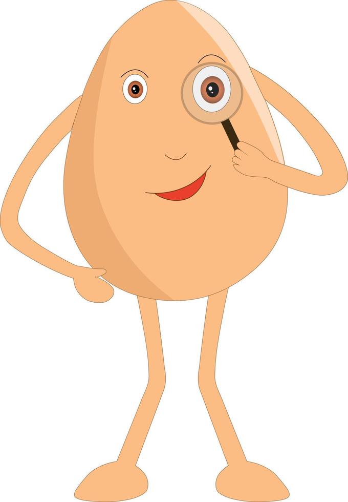 Cute egg vector searching with lens illustration cartoon