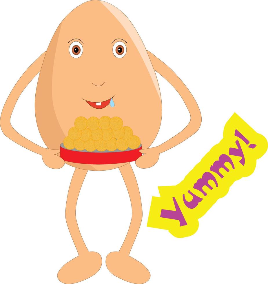 Cute egg with yummy sweets plate vector illustration cartoon