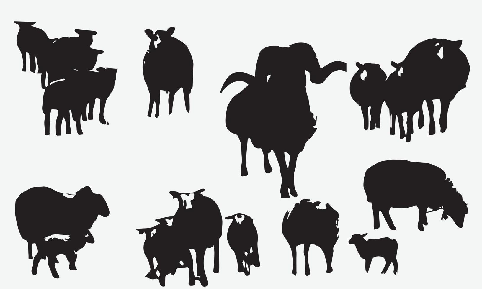 Collection of silhouettes of sheep. Sheep breeds black silhouettes collection. eps 10 vector