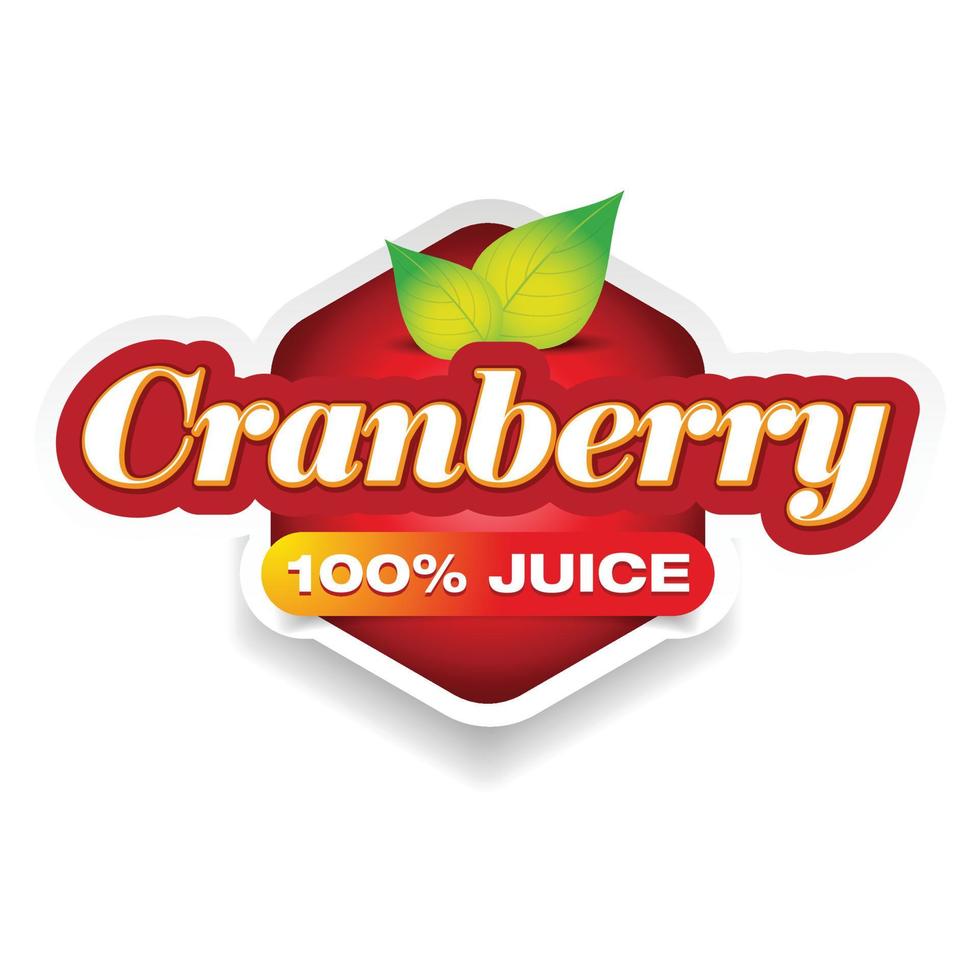 Cranberry juice sign label tag vector
