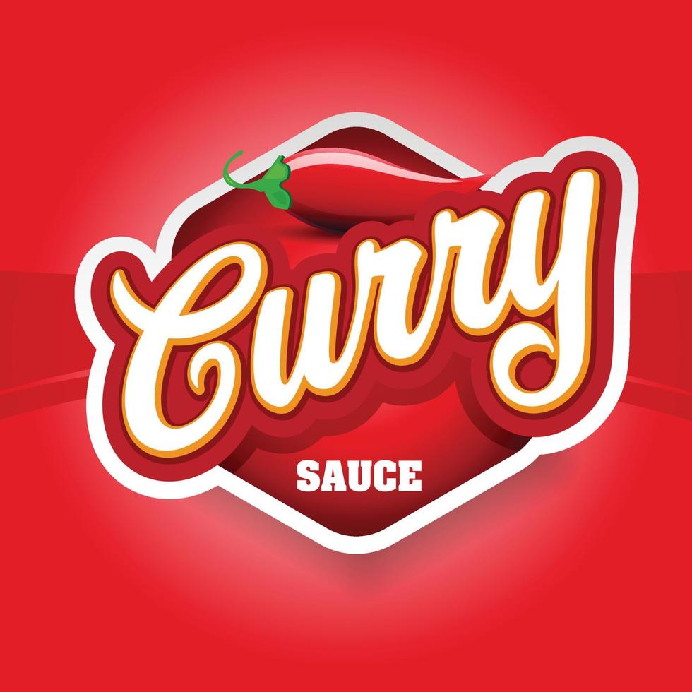 Curry Sauce with chilli sign red vector