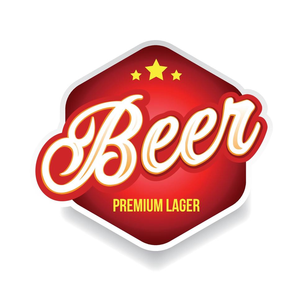 signo de cerveza en el vector de etiqueta roja