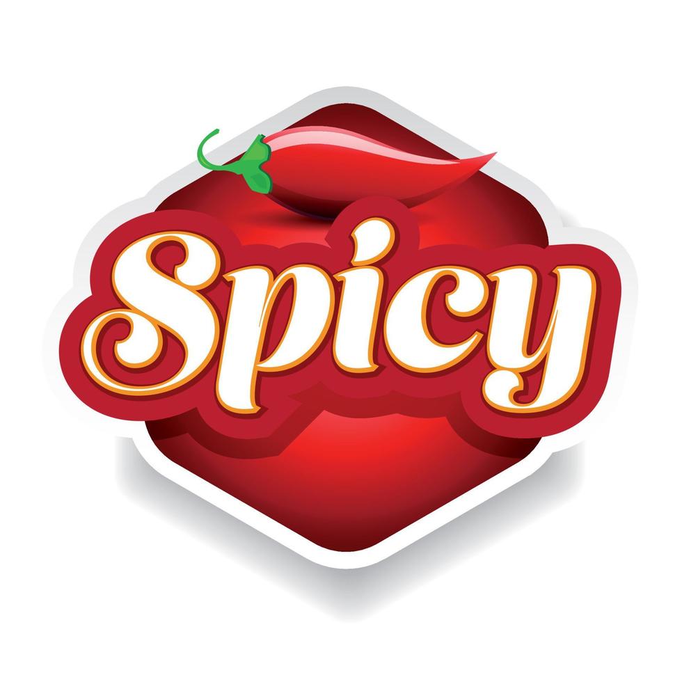 signo de comida picante etiqueta roja vector