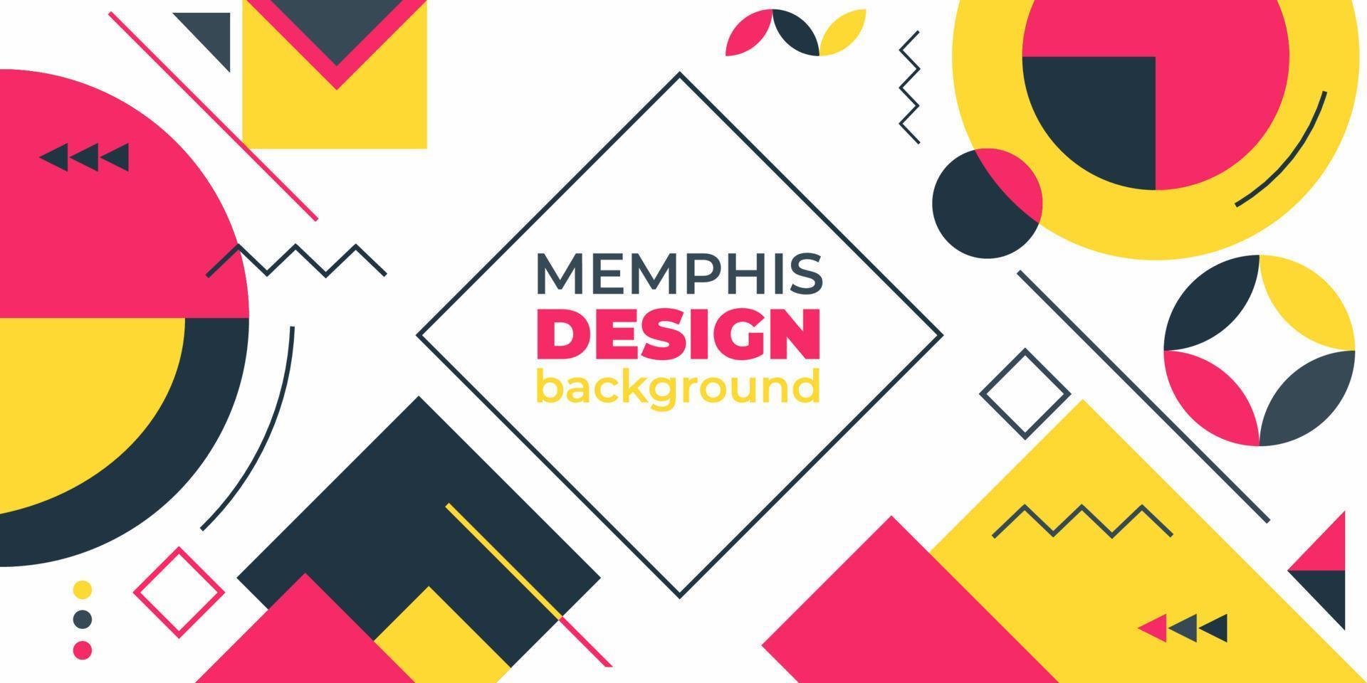 modern geometric memphis design template with yellow and pink color vector