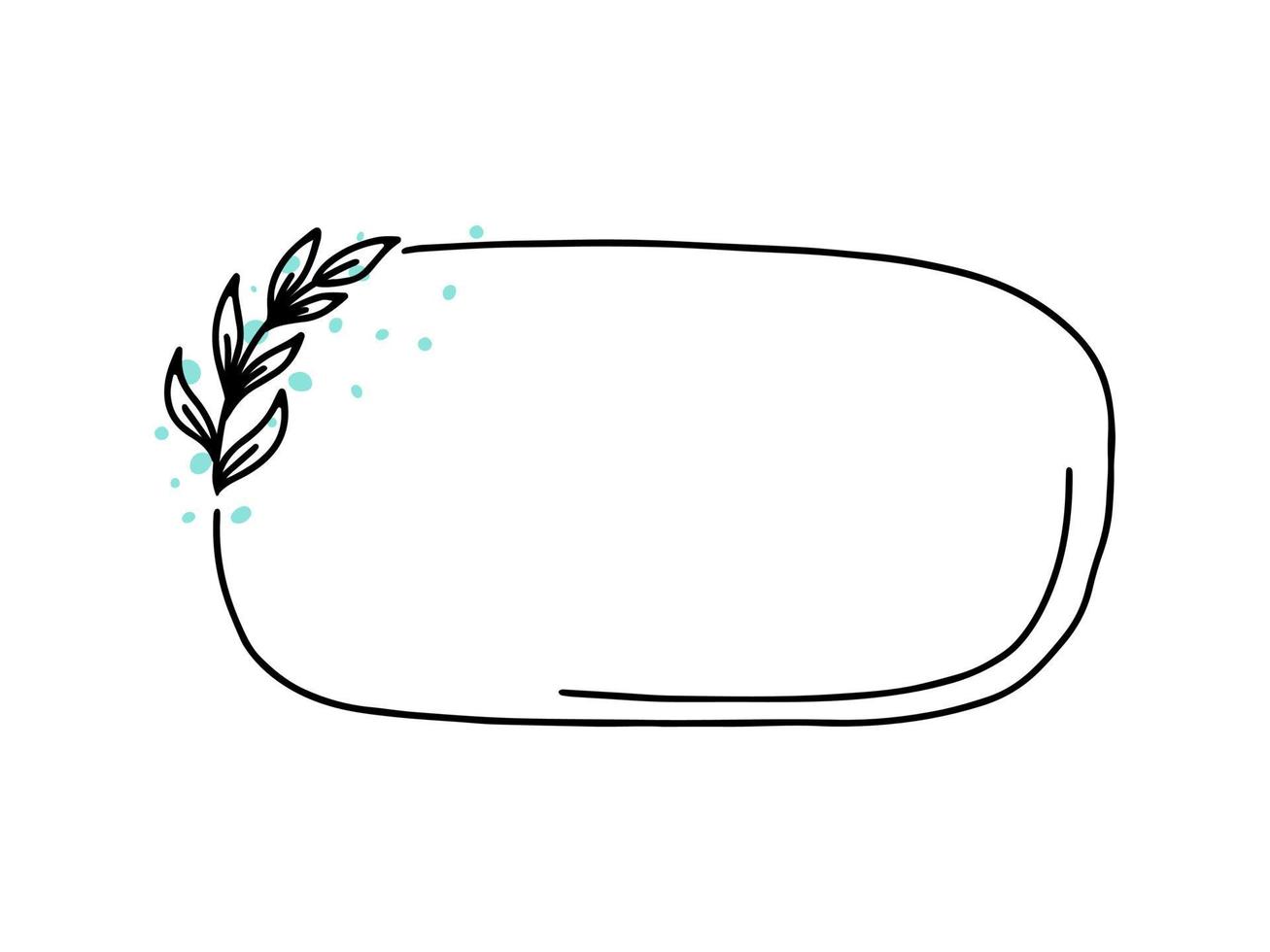 marco floral vectorial ovalado horizontal, borde con elementos de hoja de garabato. estilo de boceto dibujado a mano para invitación, tarjeta de felicitación, redes sociales vector