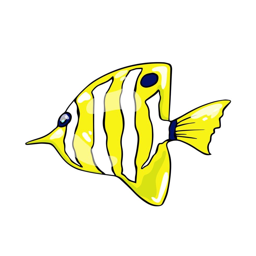 Colorful butterfly fish on an isolated background. Vector. vector