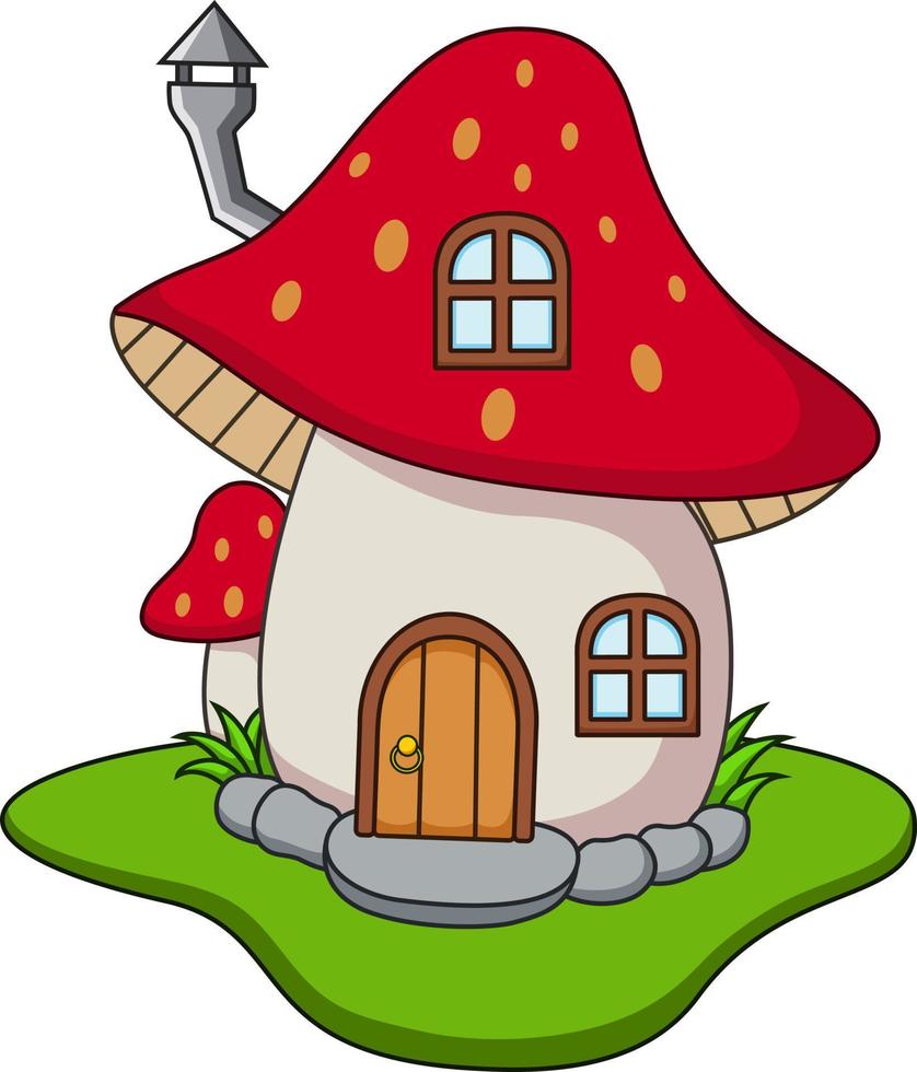 Cute cartoon fairy house mushroom on a white background vector