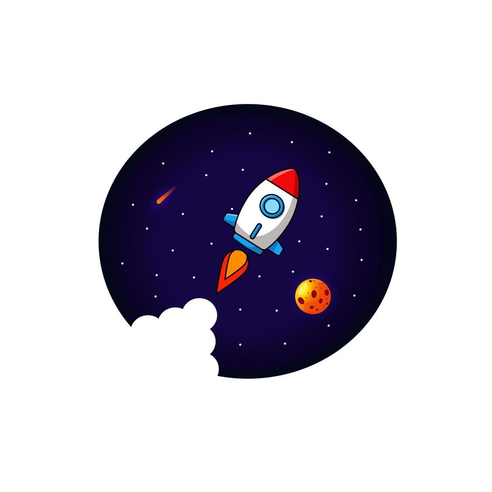 Rocket launch. vector illustration. Start up of the space rocket.