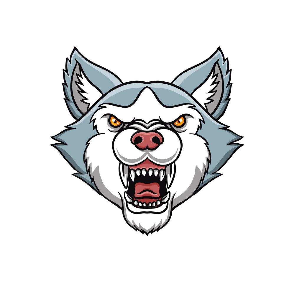 Angry wolf head mascot illustration vector