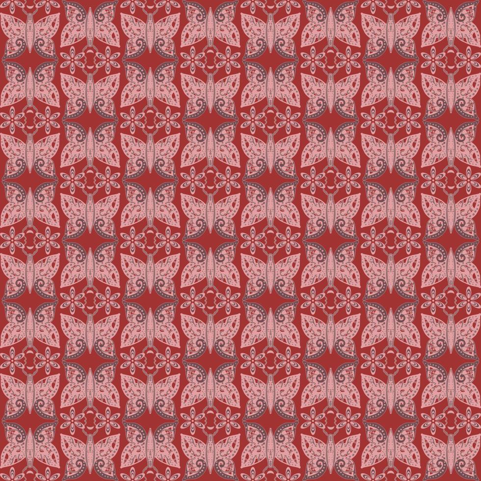 butterfly themed seamless pattern in reddish color vector