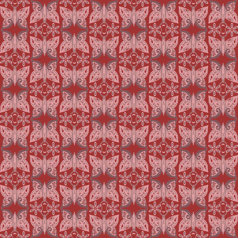 butterfly themed seamless pattern in reddish color vector