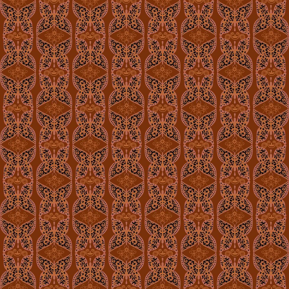 butterfly themed seamless pattern in brown color vector