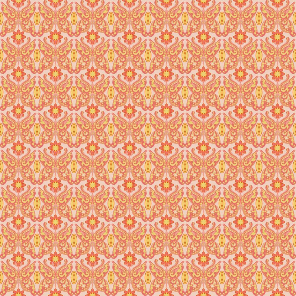 butterfly themed seamless pattern in light brown vector