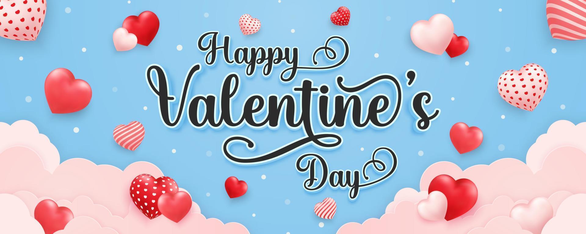 Valentine's day horizontal banner template vector