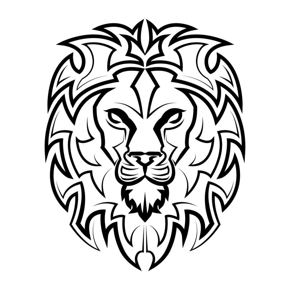 Black and white line art of the front of the lion head It is sign of leo zodiac Good use for symbol mascot icon avatar tattoo T Shirt design logo or any design vector