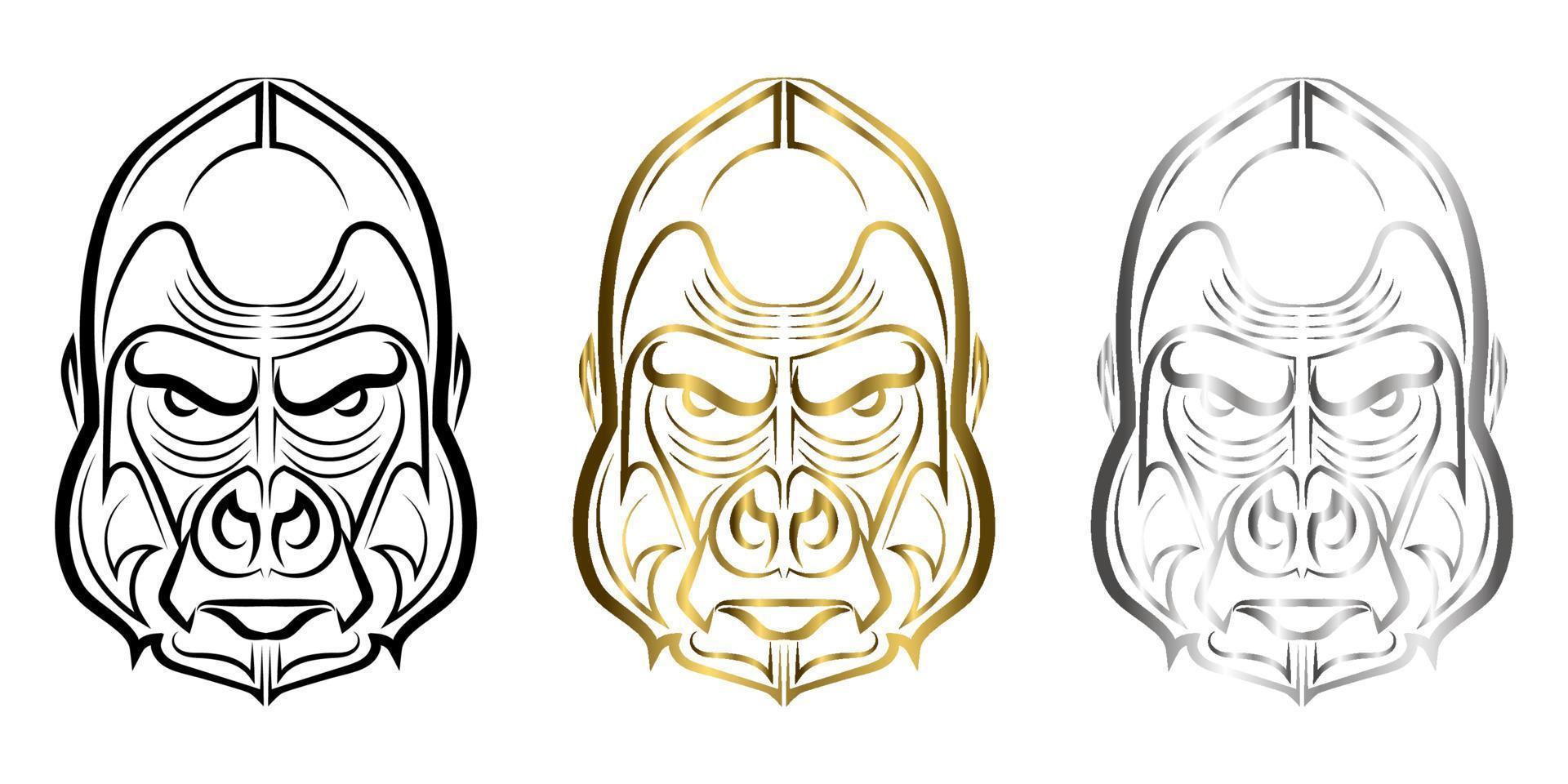 Black and white line art of gorilla head Good use for symbol mascot icon avatar tattoo T Shirt design logo or any design you want vector