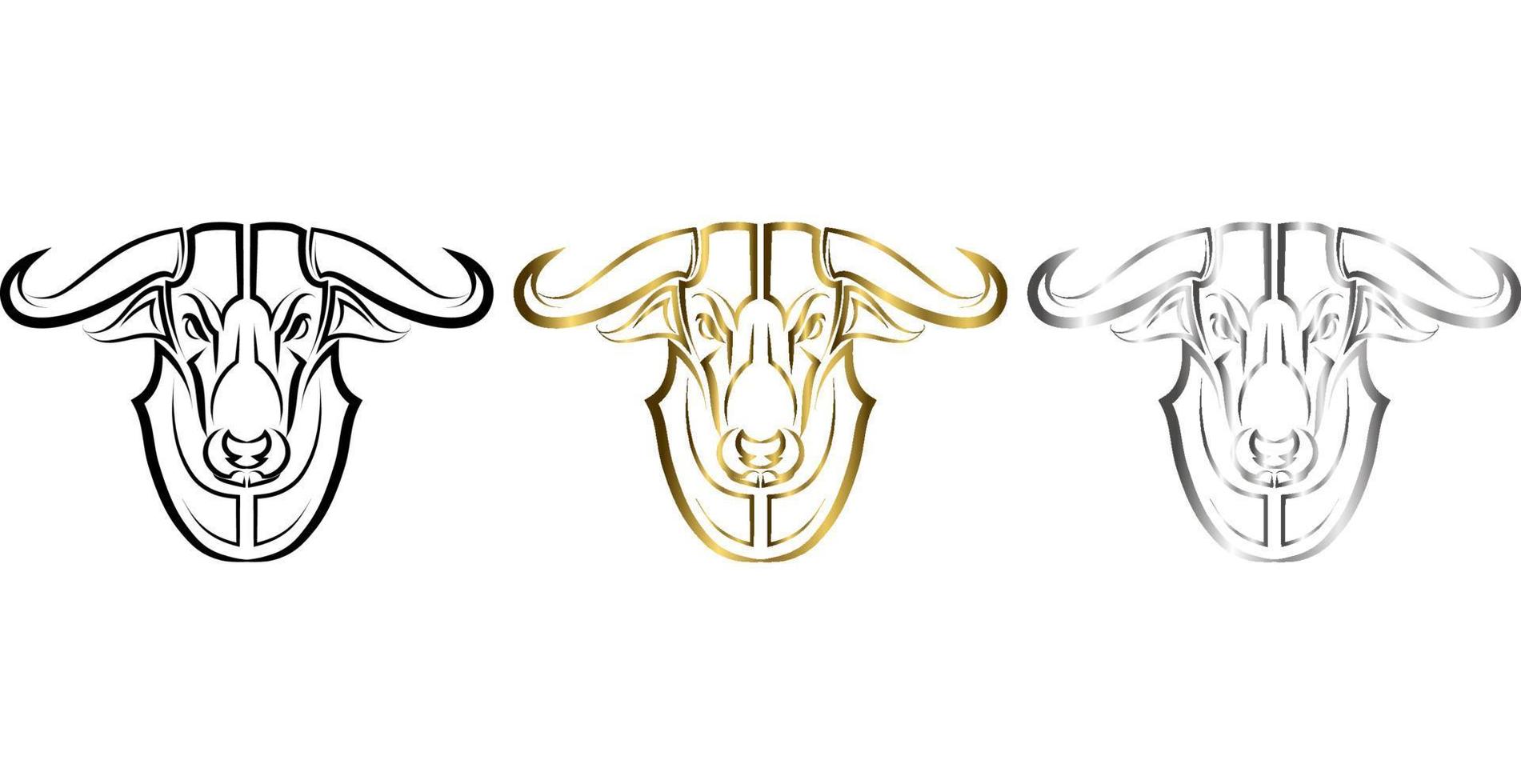 Ilustración de vector de línea vista frontal del toro. son signos del zodíaco tauro.
