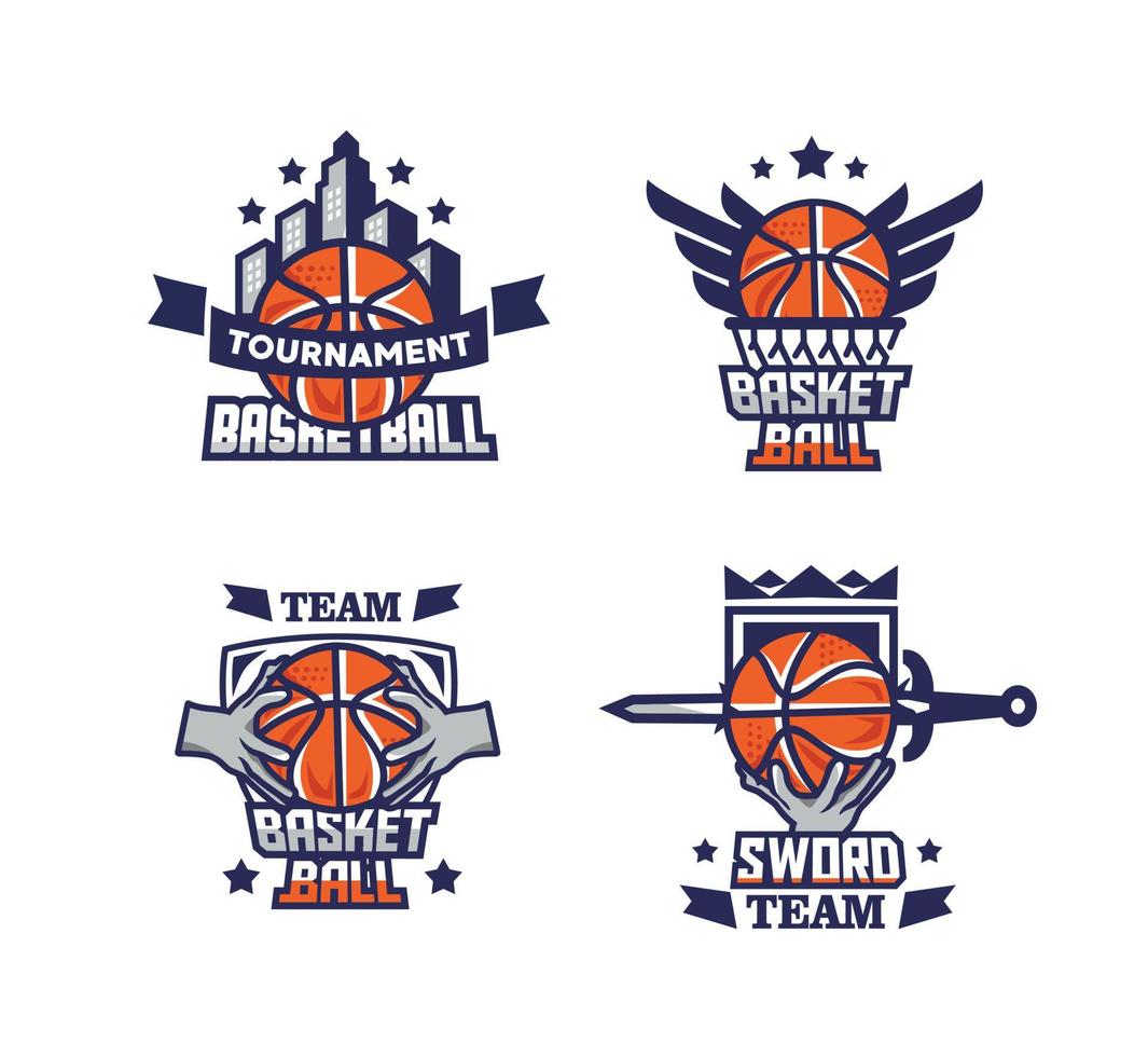 logo moderno para baloncesto en paquete vector