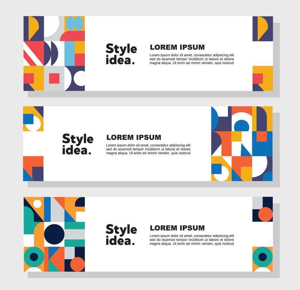 Modern geometric website banner template bundle set vector