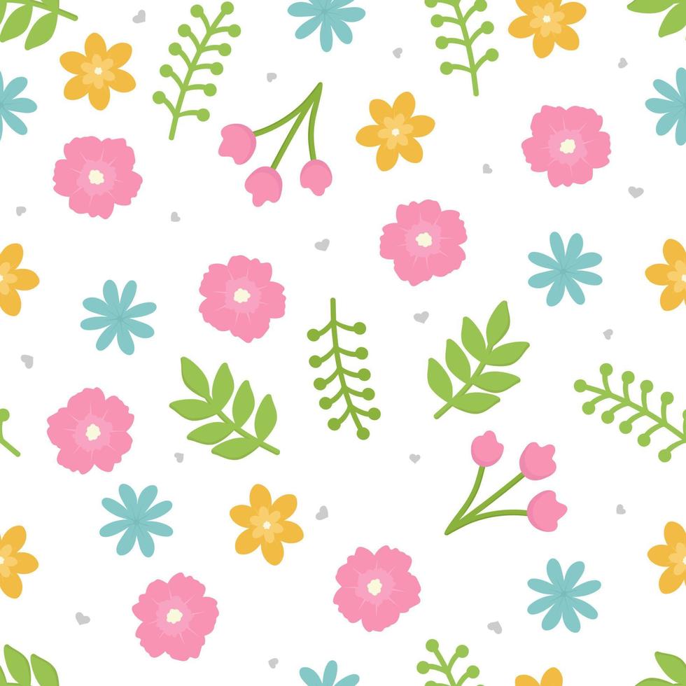 Simple multicolored flowers. Floral pattern seamles. vector