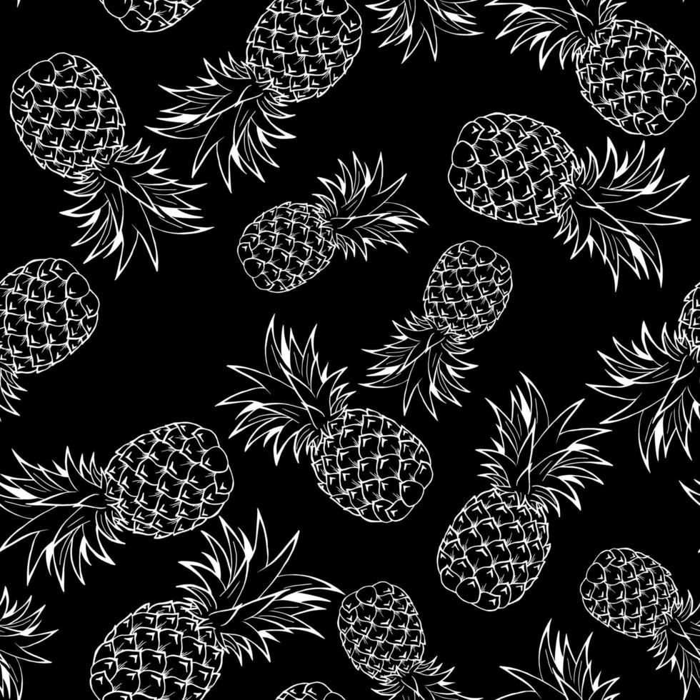 Seamless pattern with white pineapple. Print for cloth design, wallpaper, wrapping, textiles, paper, holiday. vector