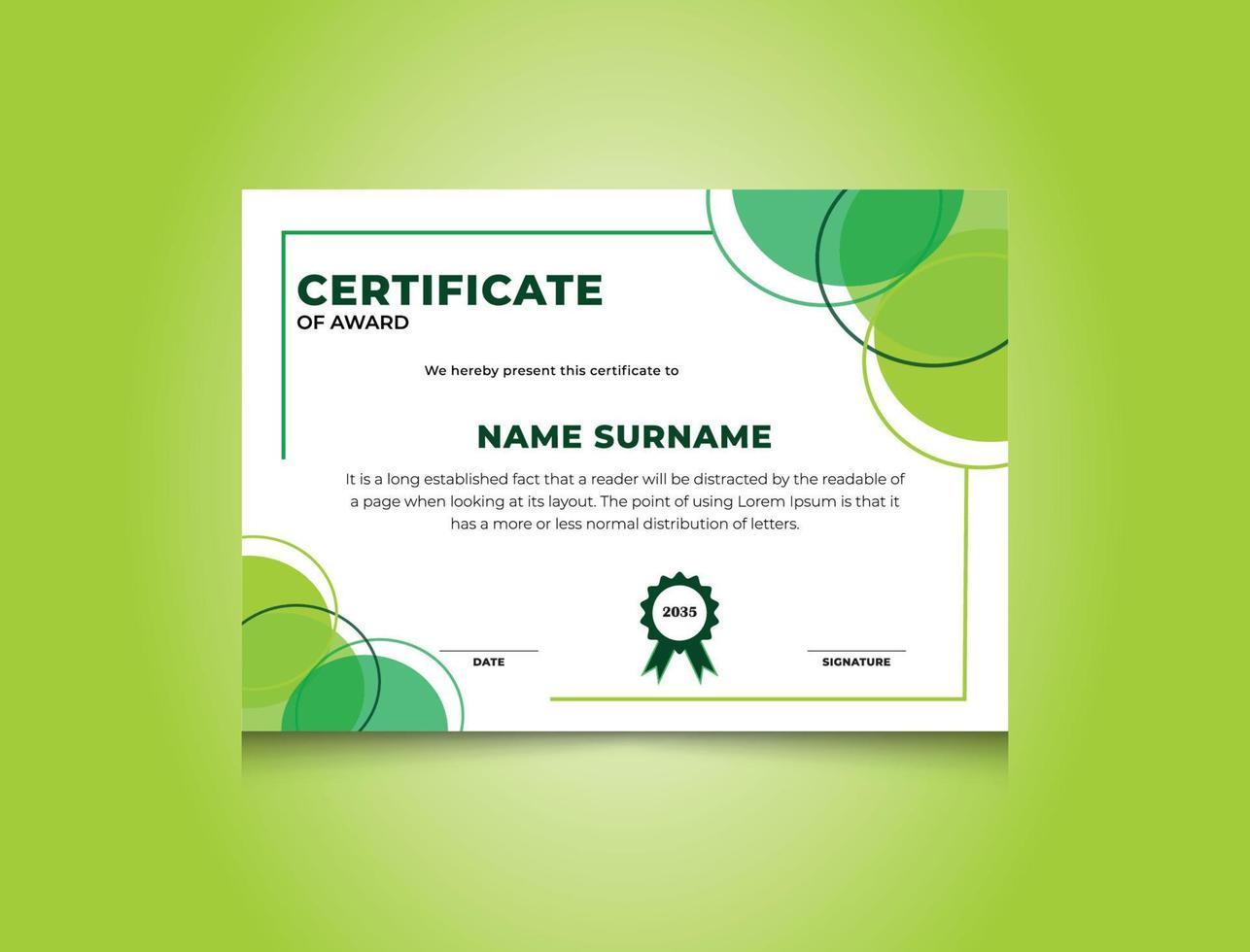 Modern elegant colorful certificate template with badge vector