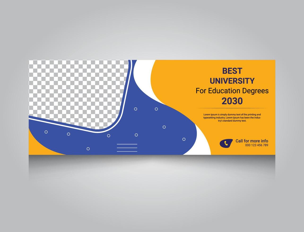 Best University Social Media Cover Template. Editable University Admission Timeline Cover and Web Banner Template. vector