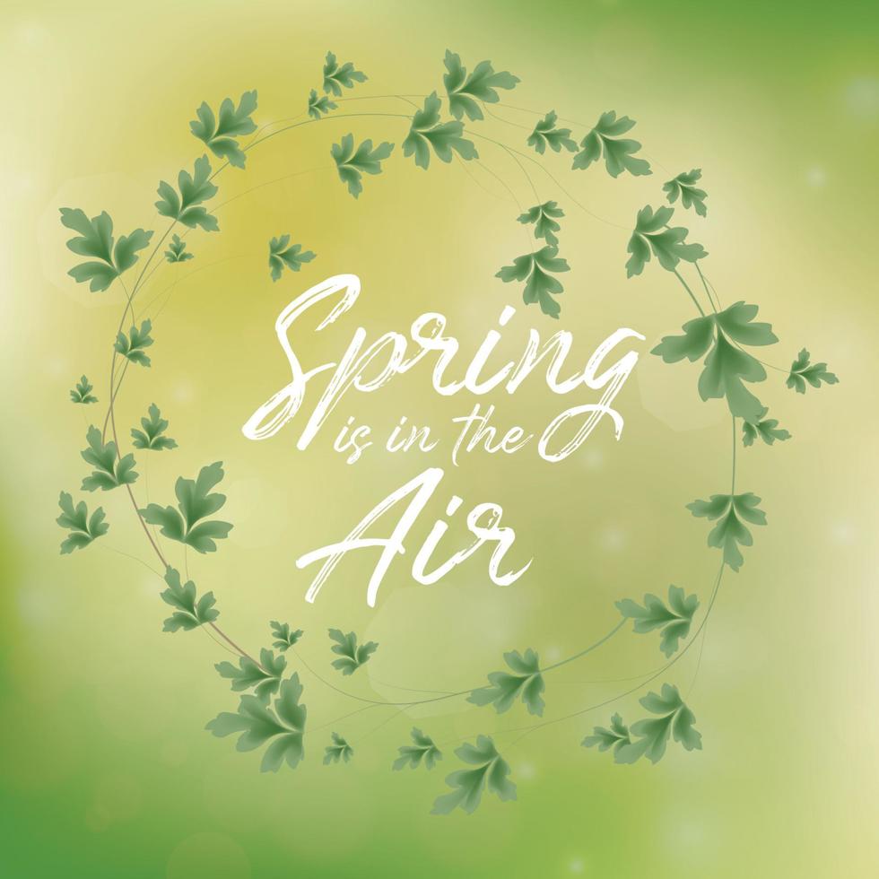 Inspiration spring quote spring is in the air with floral wreath vector