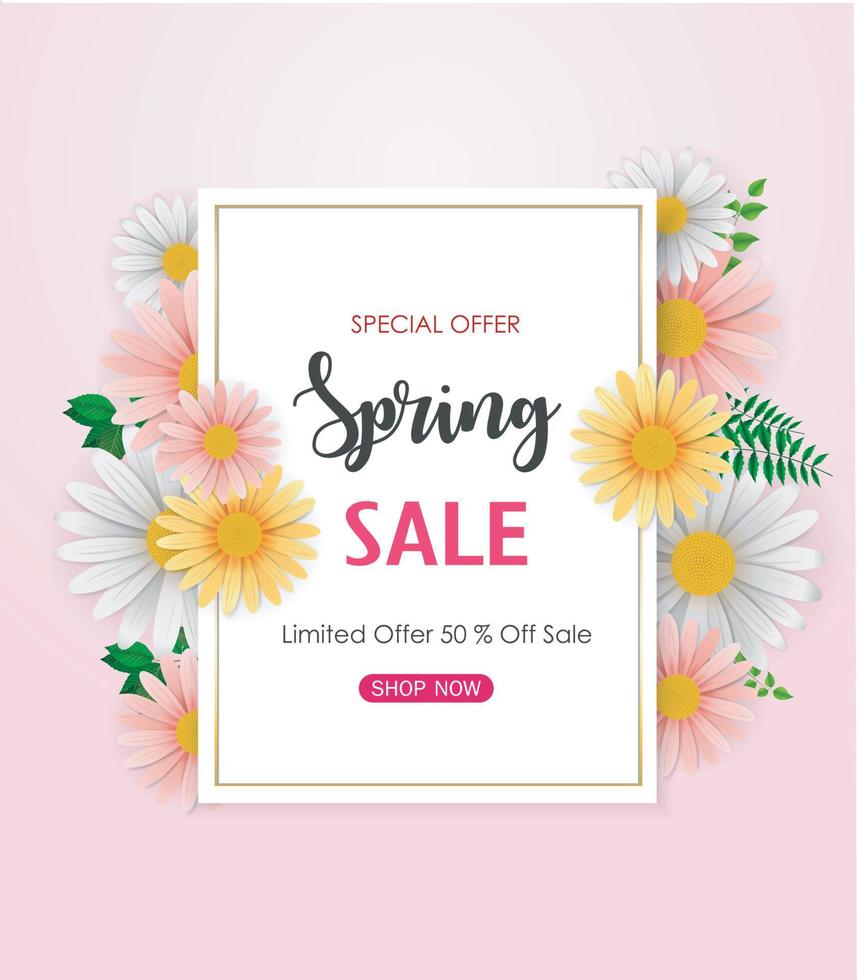 Spring sale background with beautiful flower vector