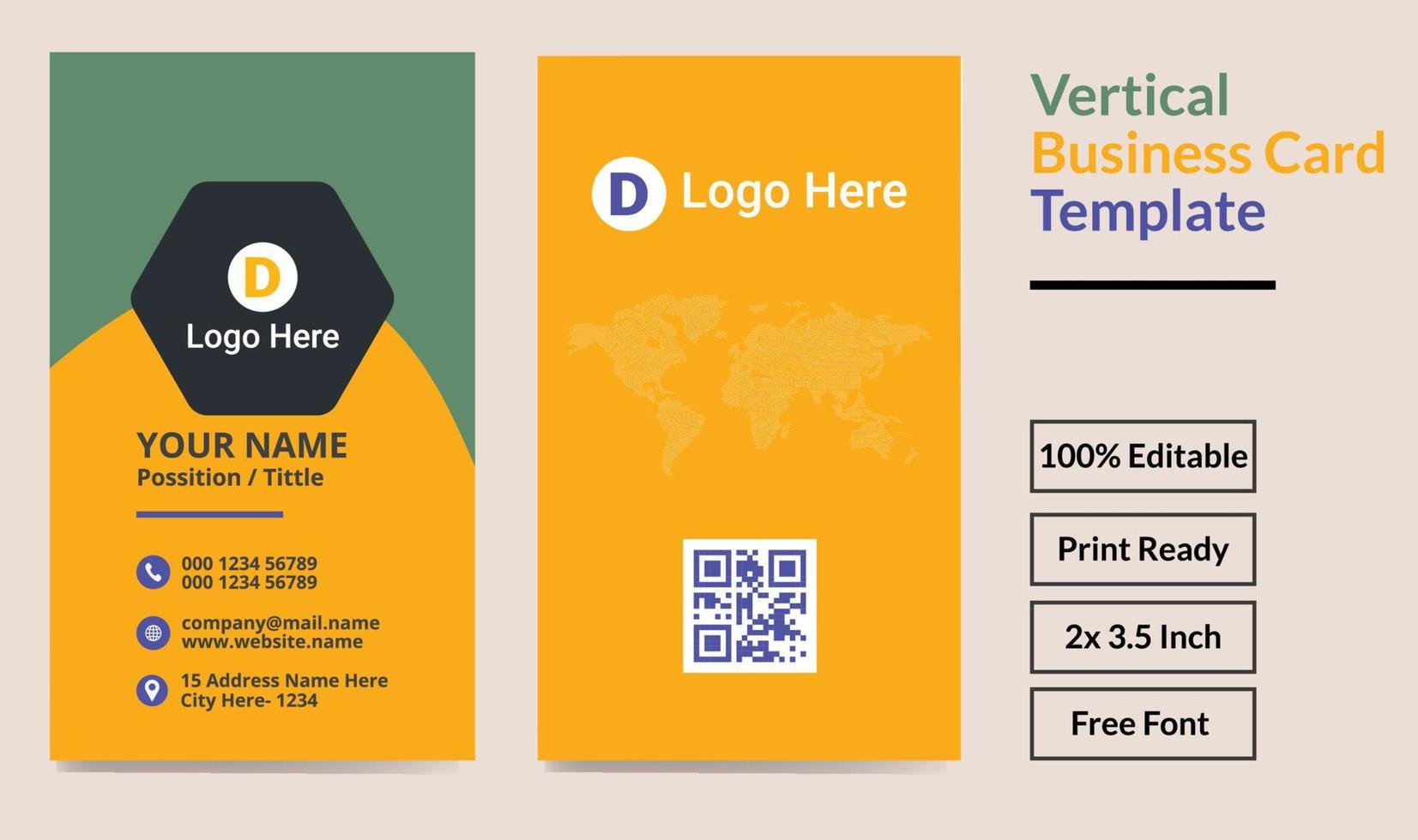Vertical Business Card, Modern Creative Vertical Business Card Template vector