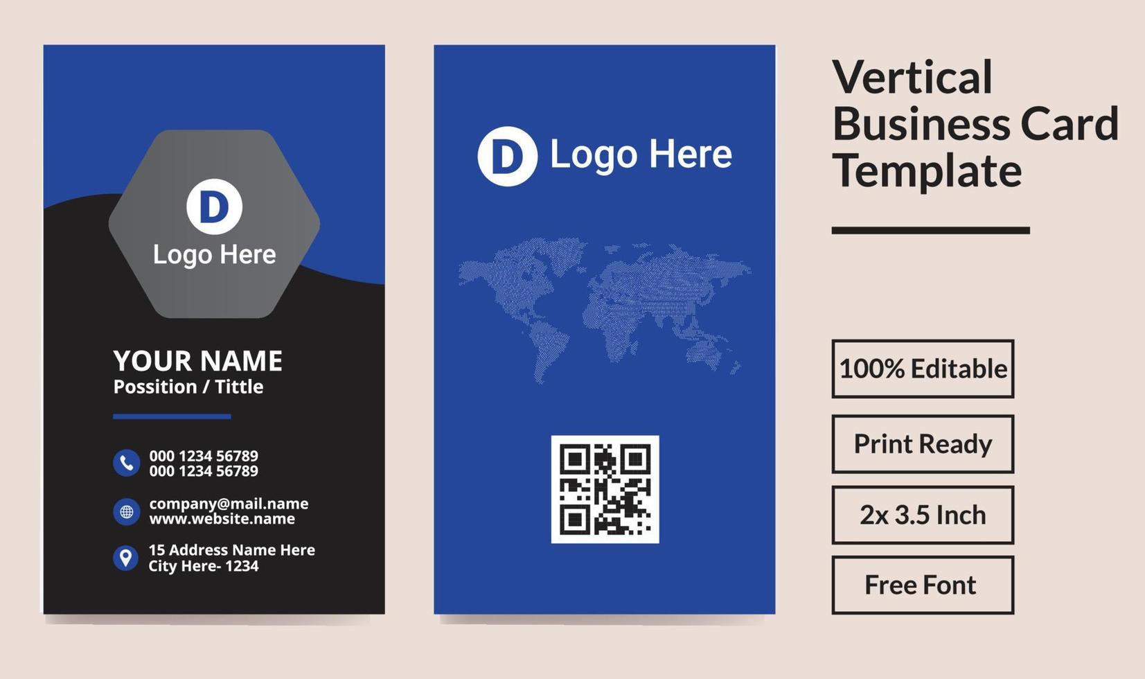 Vertical Business Card, Modern Creative Vertical Business Card Template vector