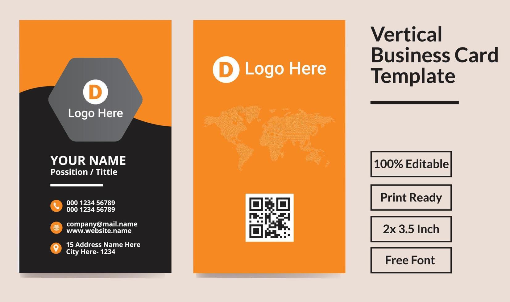 Vertical Business Card, Modern Creative Vertical Business Card Template vector