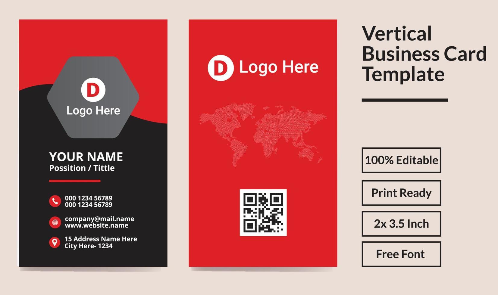 Vertical Business Card, Modern Creative Vertical Business Card Template vector
