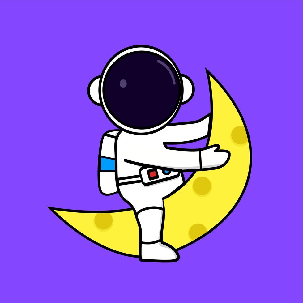 cute astronaut on the moon vector icon illustration.