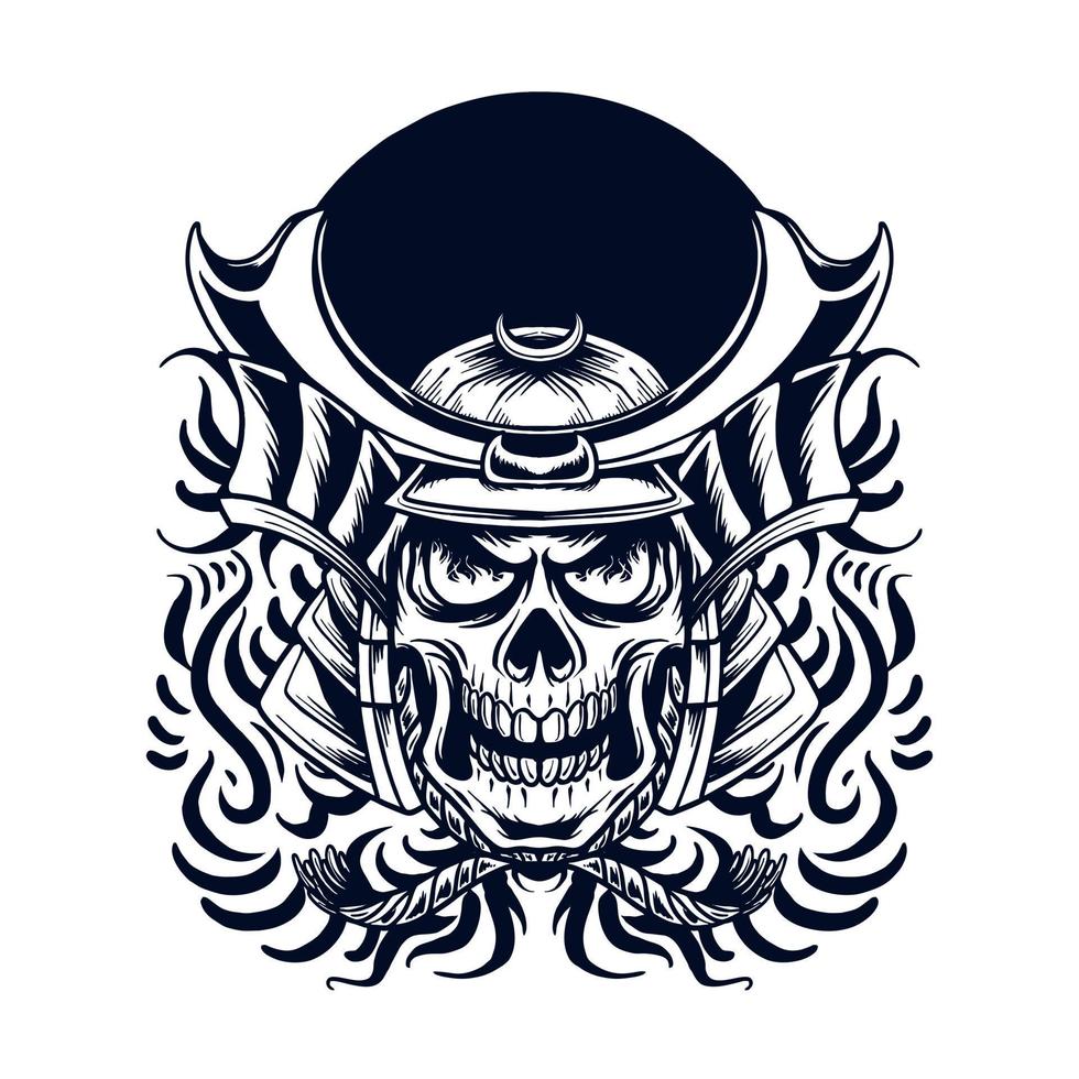 Skull Samurai Vector Illustration Tshirt design